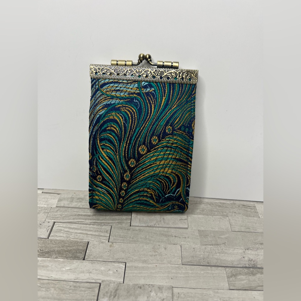 Cathayana Chic Blue and Green Wristlet with Intricate Design